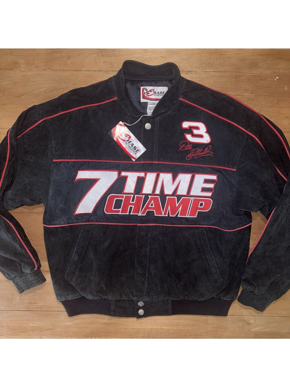 Vintage Dale Earnhardt Time Champ Suede Leather Snap Up Jacket NASCAR Chase SZ M